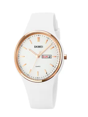 Men'S Silicone Strap Watch, White & Rose Gold