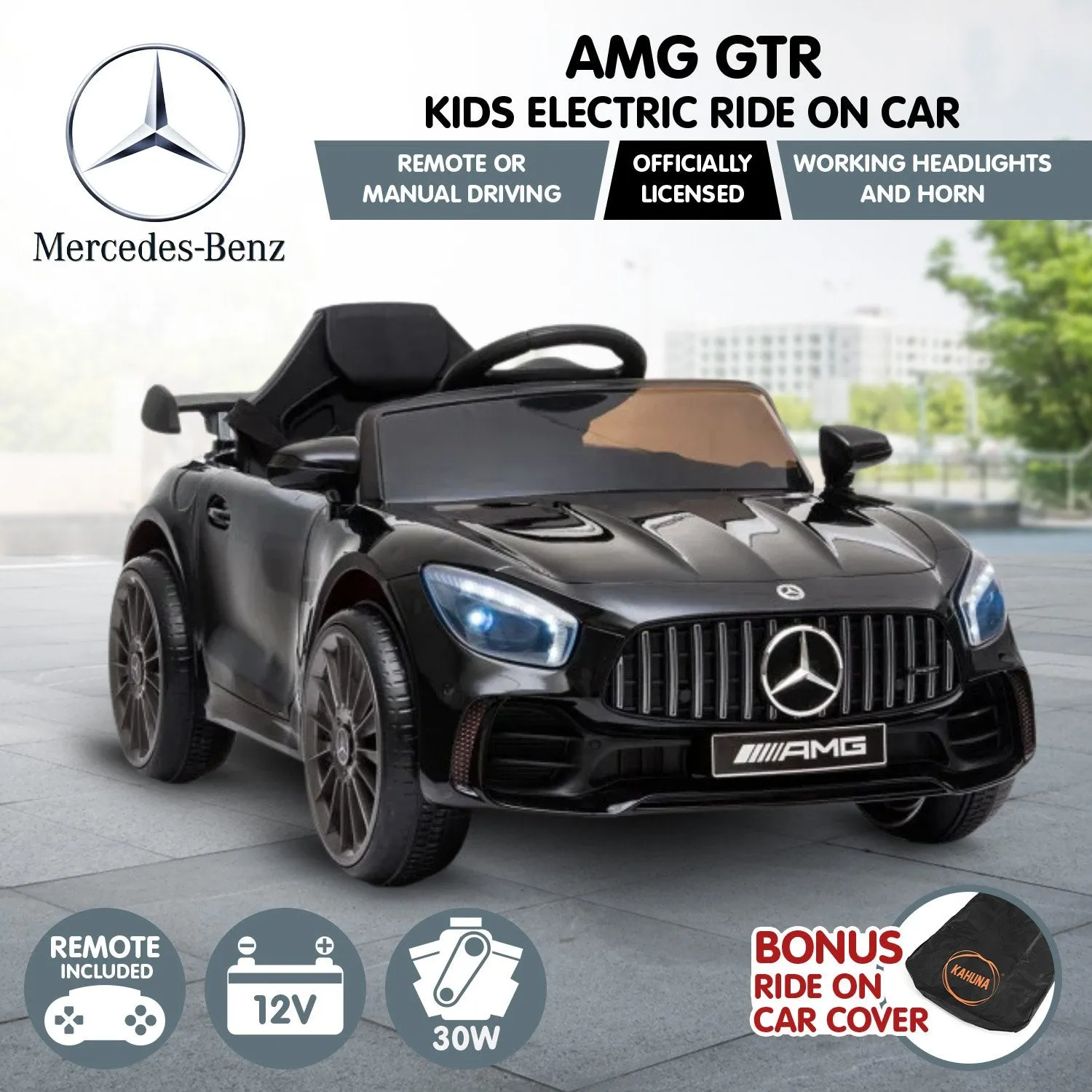 Mercedes-AMG GTR Ride On Car, Remote, MP3, Black