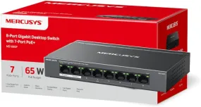 Mercusys (MS108GP) 8-Port Gigabit Desktop Switch with 7-Port PoE , Steel Case, Ethernet Switch