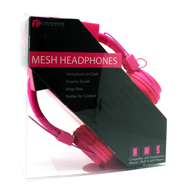 Mesh Stereo Headphones in Pink