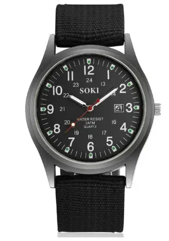 Military Inspire Analog Canvas Wristwatch