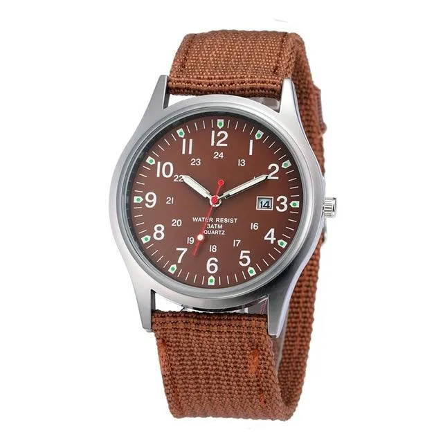 Military Inspire Analog Canvas Wristwatch