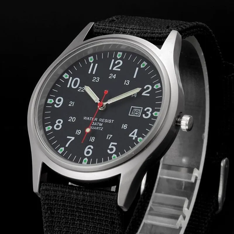 Military Inspire Analog Canvas Wristwatch