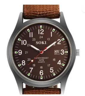 Military Inspire Analog Canvas Wristwatch