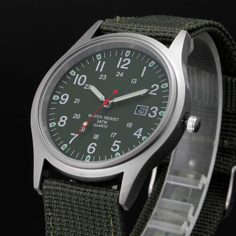 Military Inspire Analog Canvas Wristwatch