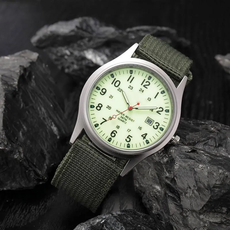 Military Inspire Analog Canvas Wristwatch