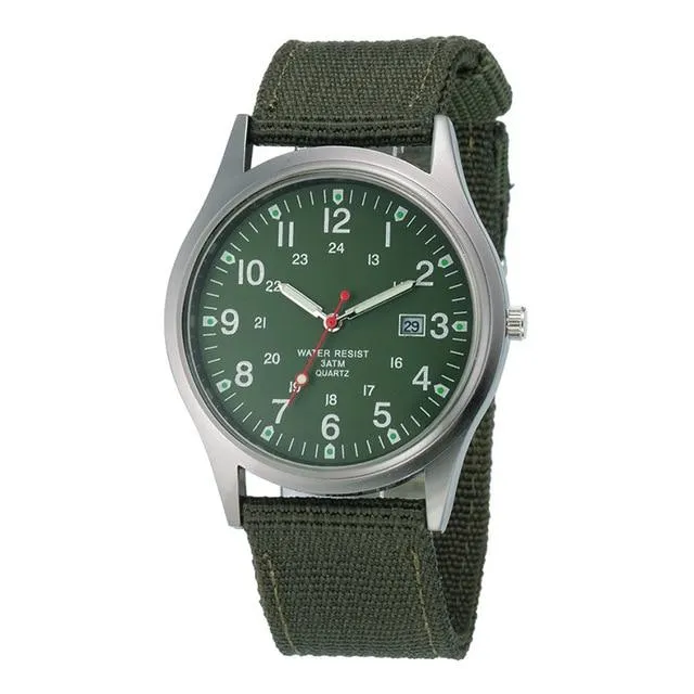 Military Inspire Analog Canvas Wristwatch