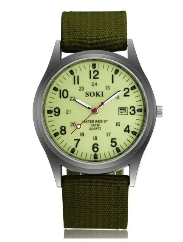 Military Inspire Analog Canvas Wristwatch