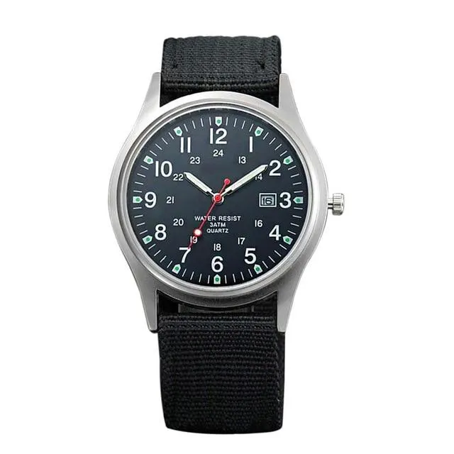 Military Inspire Analog Canvas Wristwatch