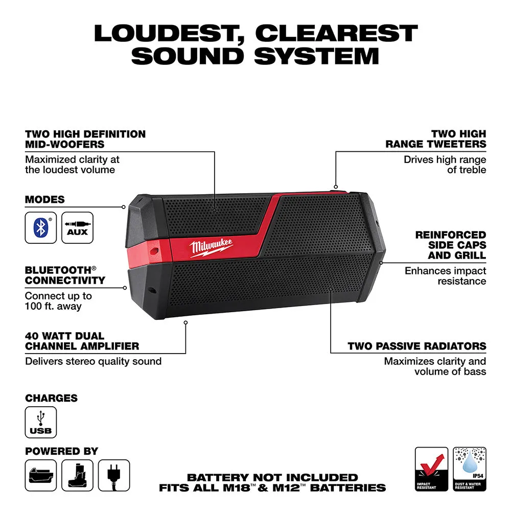 Milwaukee 2891-20 M18/M12 Wireless Jobsite Speaker