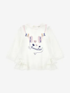 Monnalisa Baby Girls Headphones Maxi T-Shirt in White