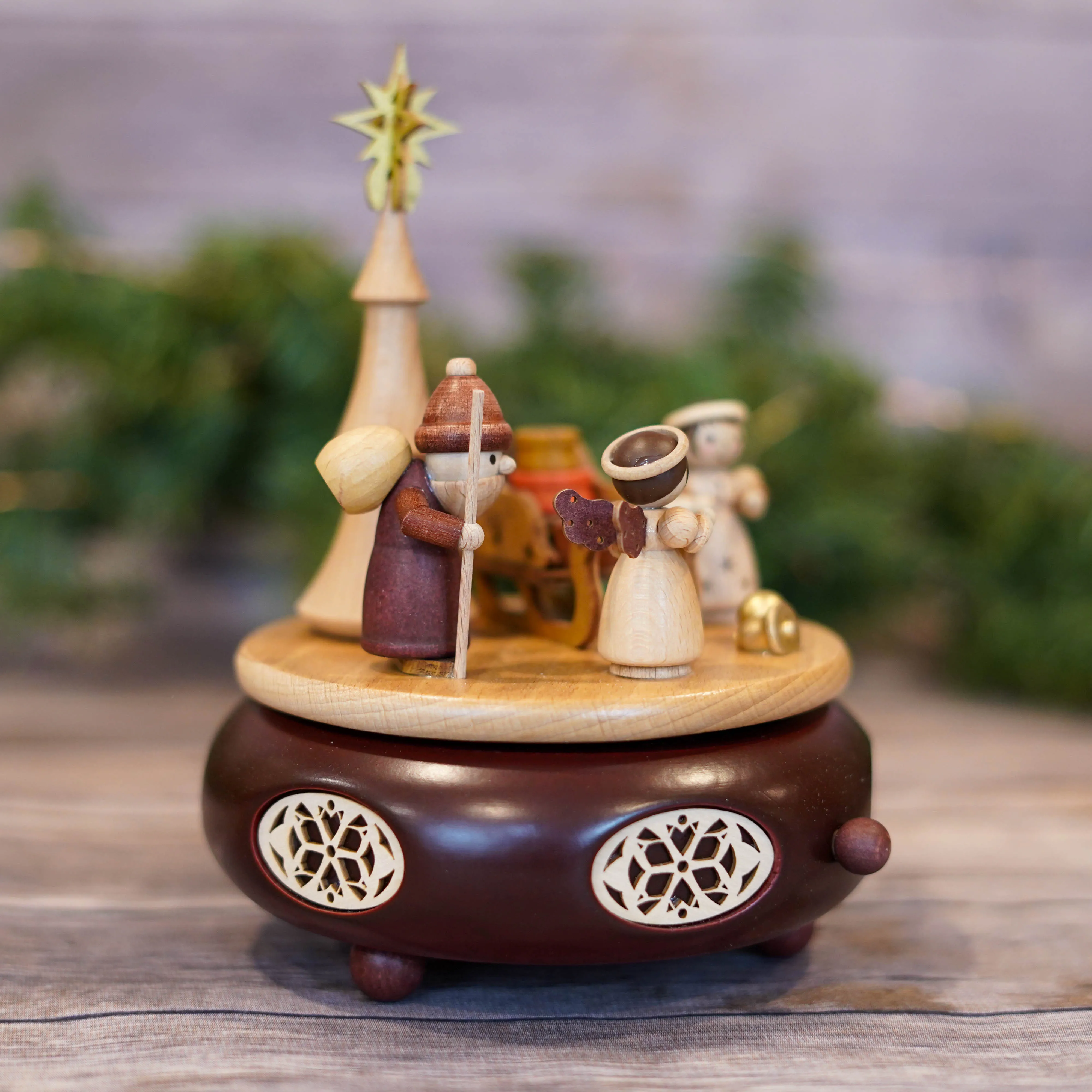 Music Box-Santa with Sleigh and Angels