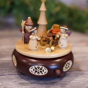 Music Box-Santa with Sleigh and Angels