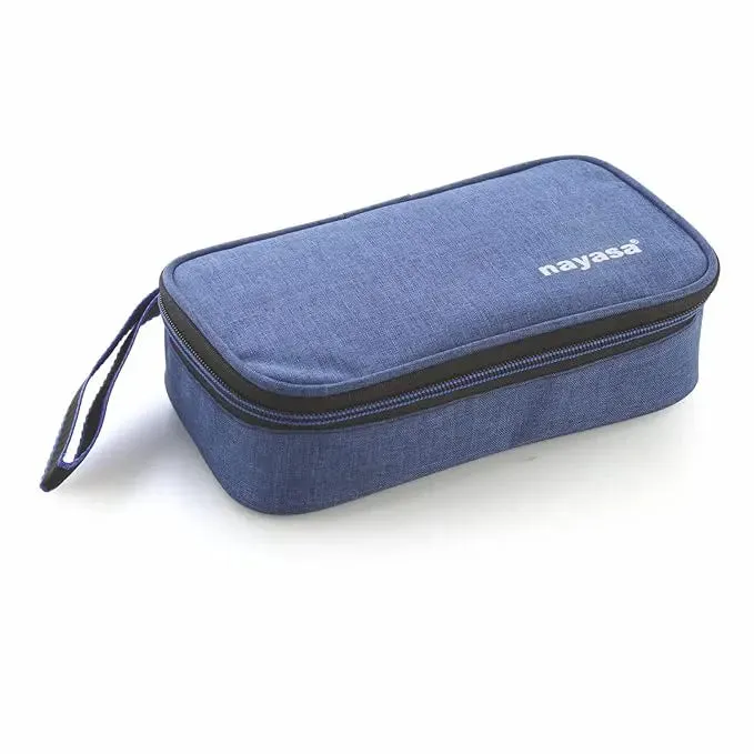 Nayasa Stainless Steel Eco Crunch 2 Containers Lunch Box With Fabric Bag, Blue