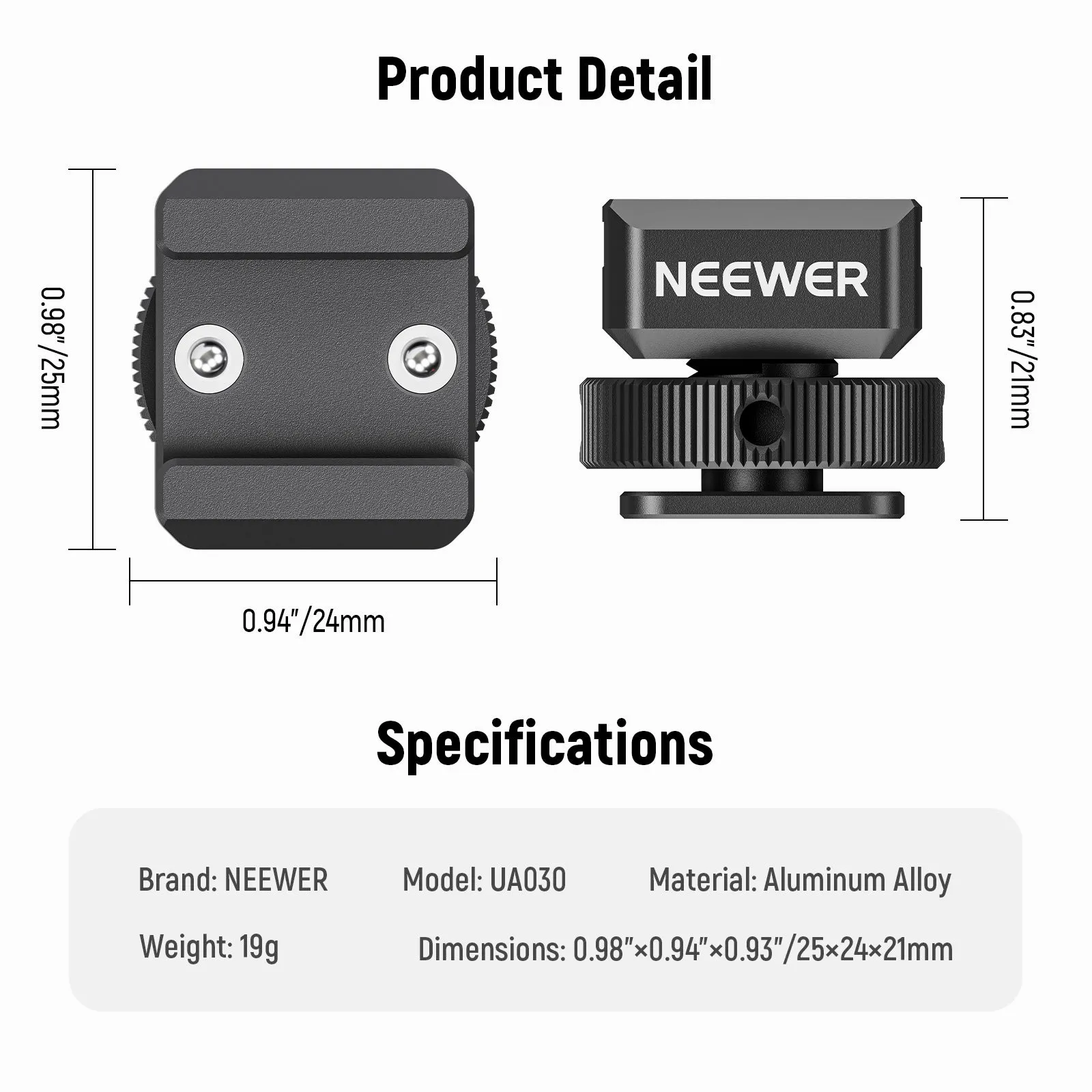 NEEWER UA030 Cold Shoe Mount Adapter For DJI Wireless Microphone