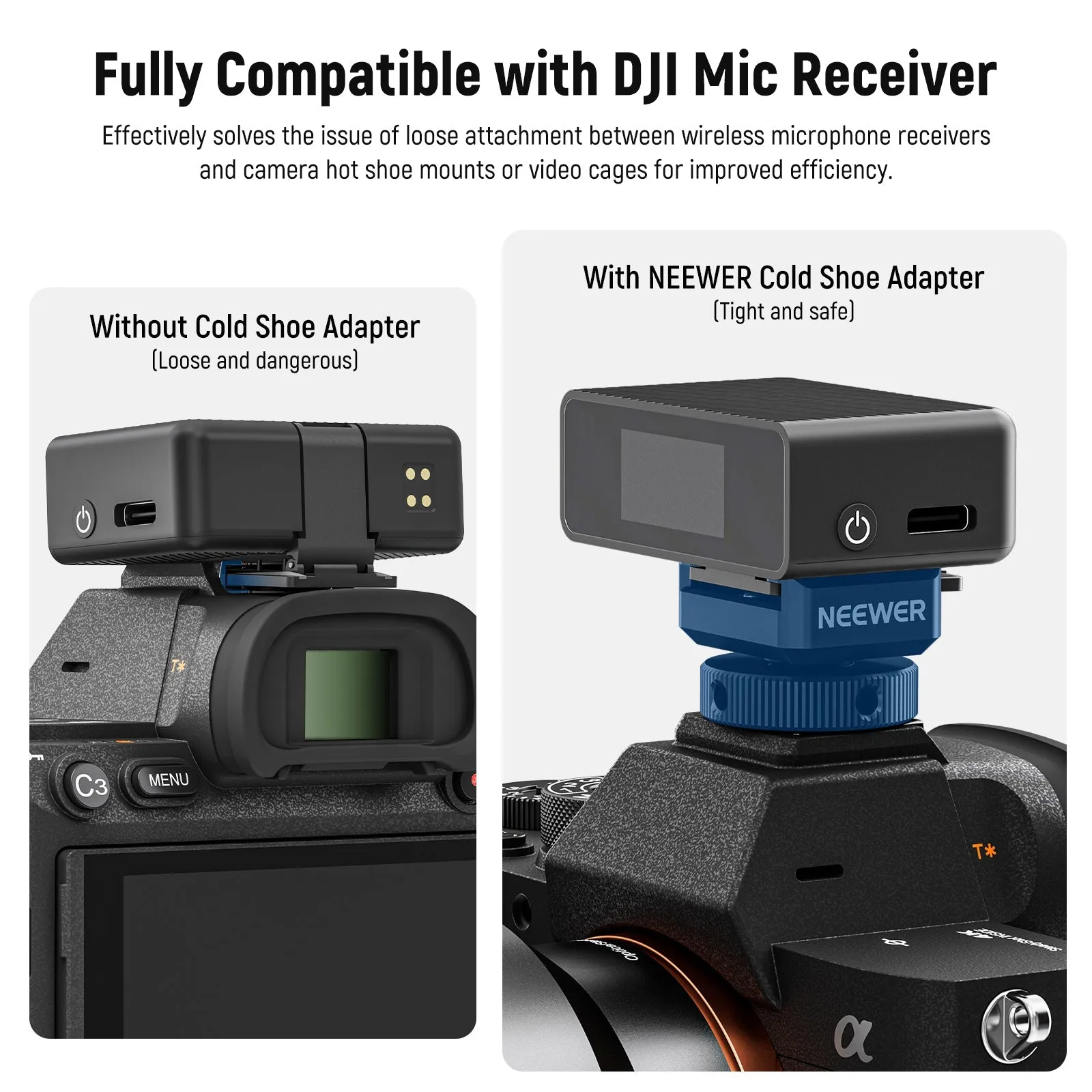 NEEWER UA030 Cold Shoe Mount Adapter For DJI Wireless Microphone