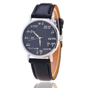 New Fashion Casual Ladies Leather Quartz Mathematical Symbols Women Wrist Watches