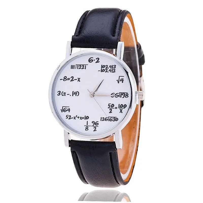 New Fashion Casual Ladies Leather Quartz Mathematical Symbols Women Wrist Watches