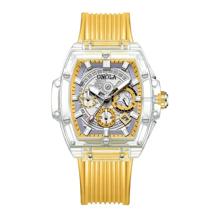 ONOLA Luxury Brand Square Dial Transparent Plastic Watch Men Women S4652212