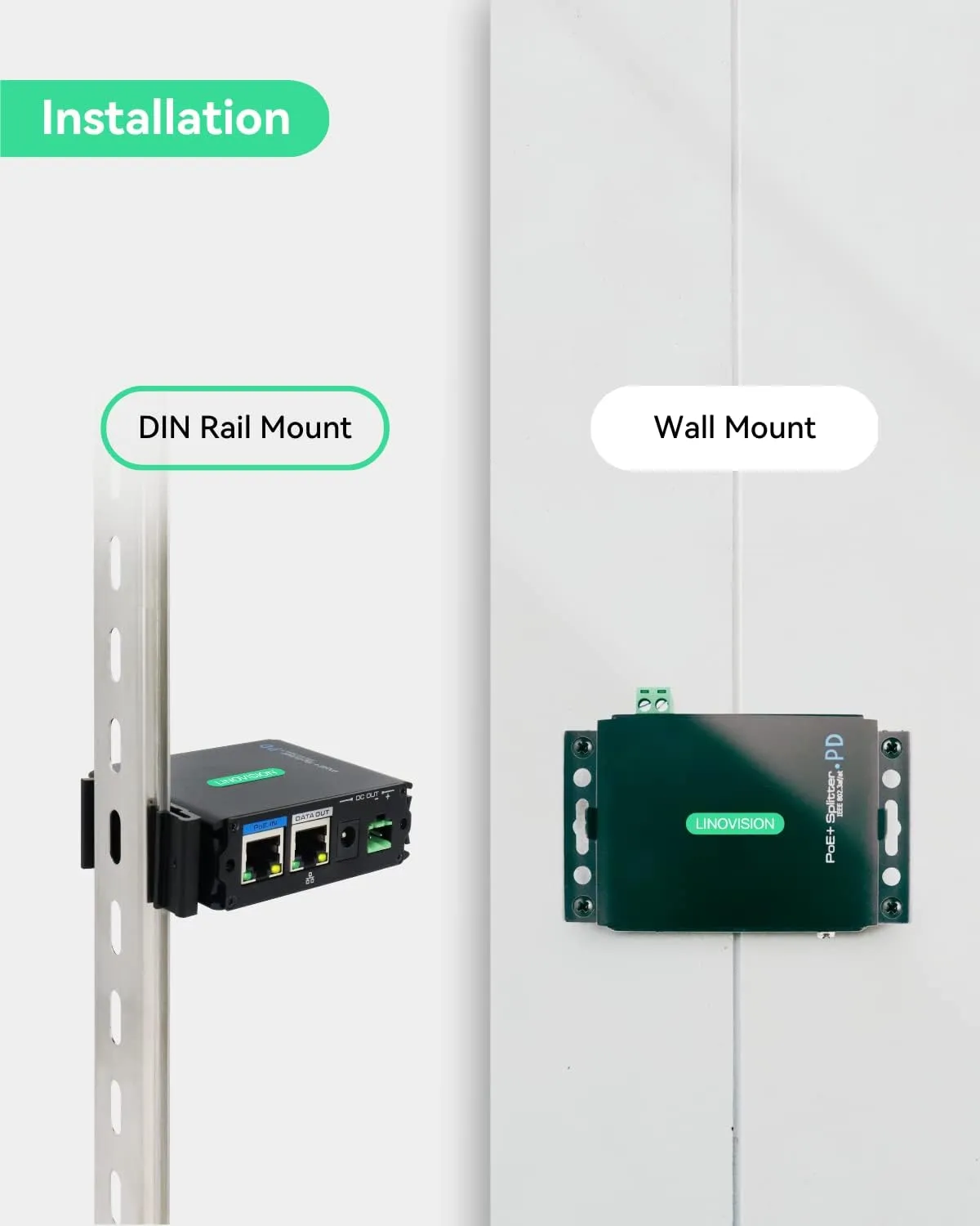 (POE-Splitter1224) Industrial Gigabit POE  Splitter with DC12V/DC24V/POE 24V Output