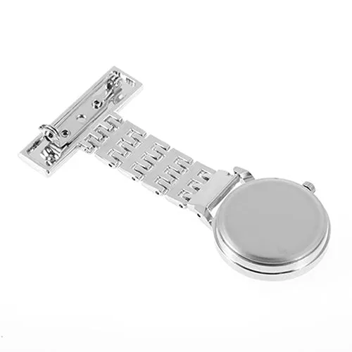 Portable Alloy Nurse Round Quartz Wristwatch Watch with Pin(Silver)