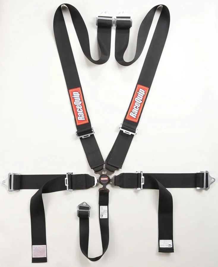 Racequip Harness, Sportsman, 5 Point, Camlock, SFI 16.1, Pull Down Adjust, Bolt-On / Wrap Around, Individual Harness, Black