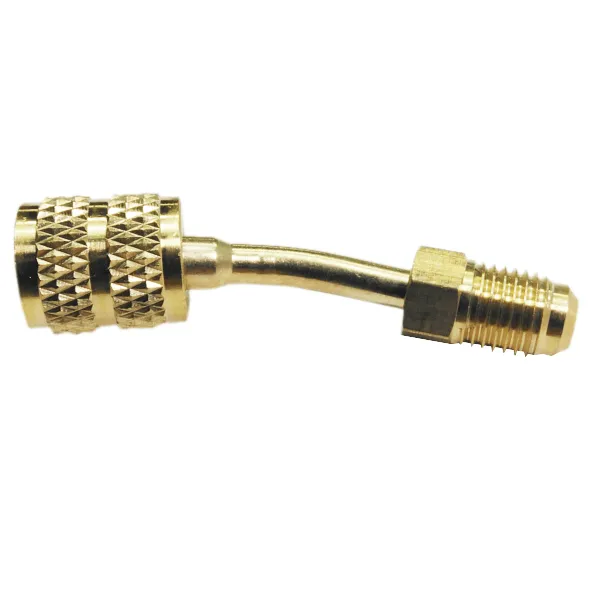 Refrigerant Port Adapter 5/16" x 1/4" - Brass 45º