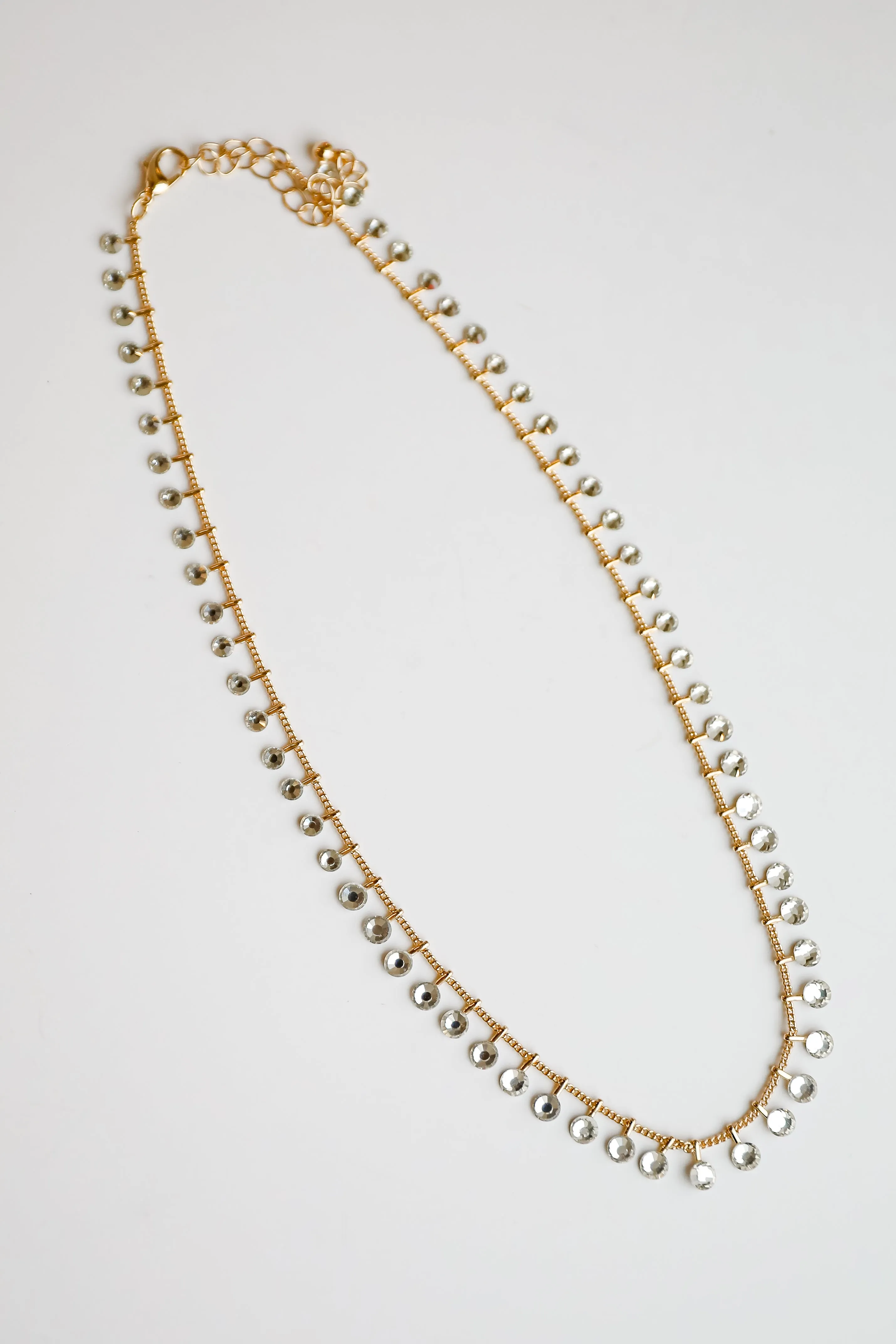 Riley Gold Rhinestone Chain Necklace