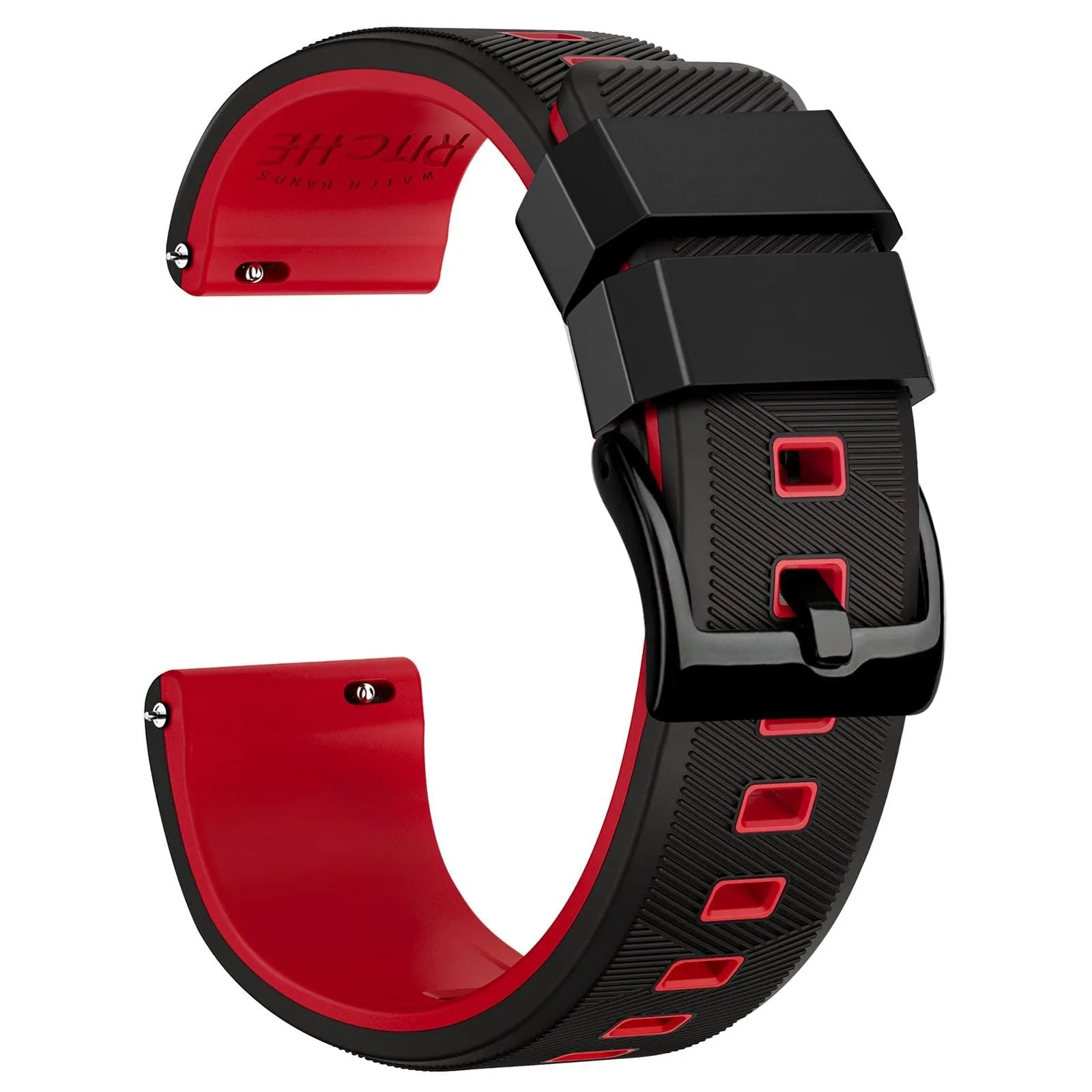 Ritche Sports Silicone Quick Release Watch Bands -Black/Red/Black Buckle