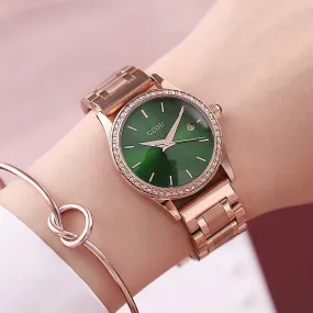 Rose Gold Stainless Steel Strap Women's Watch With Calendar