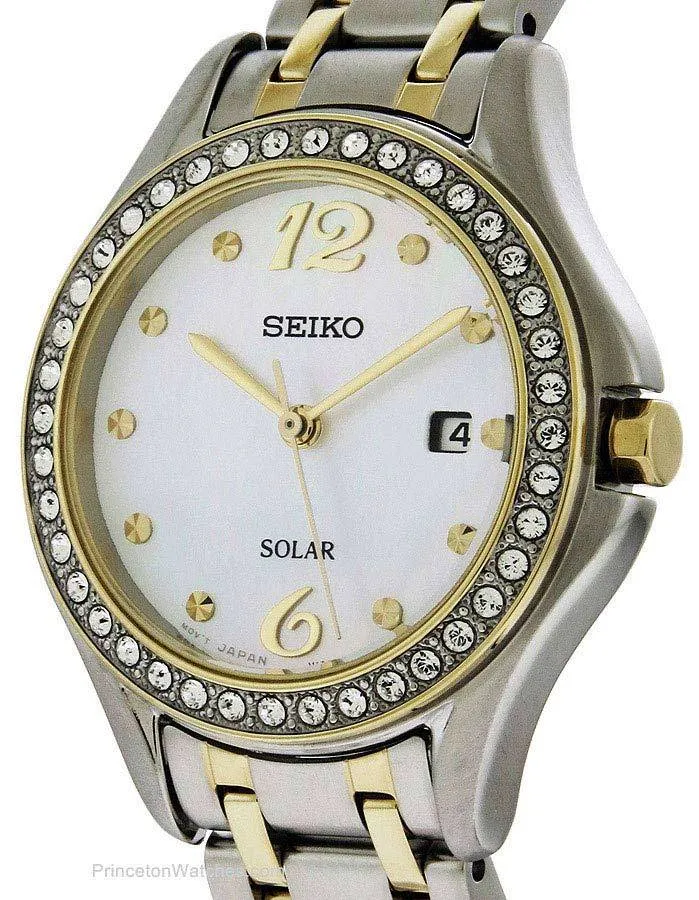 Seiko Ladies 40 Crystal Sport Watch - White Dial - Stainless & Gold-Tone - Date