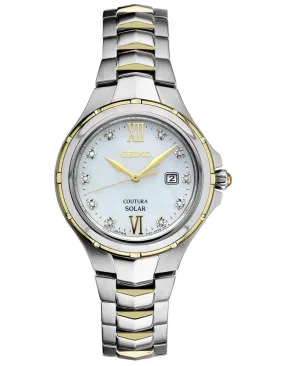 Seiko Solar Ladies 10 Diamond Coutura - Mother of Pearl Dial - Two-Tone - Date