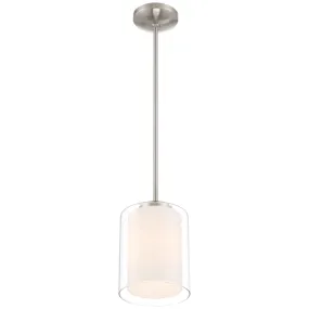 Seville 1-Light Brushed Steel Standard Pendant Light with Glass Shade