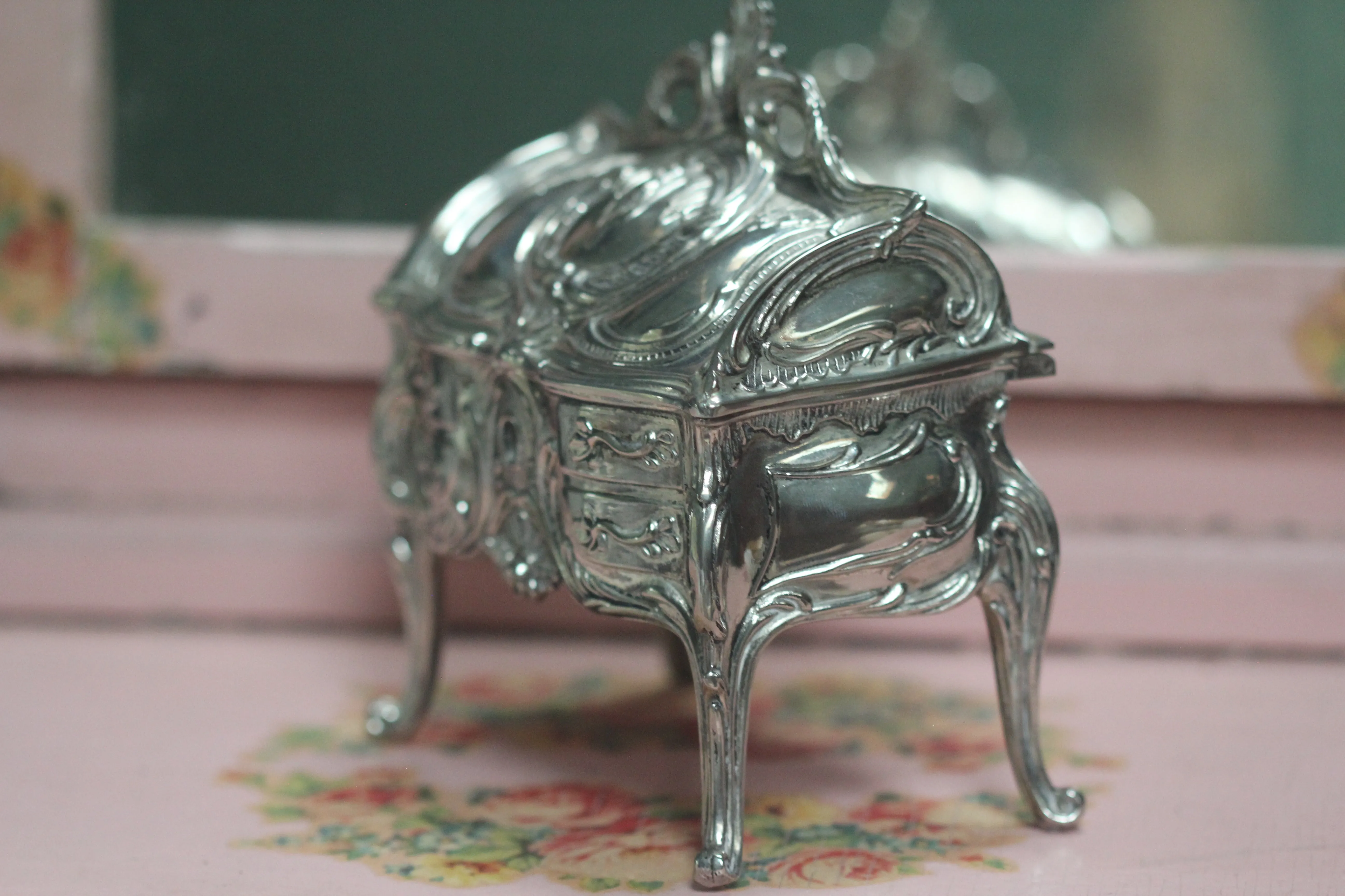 Silver Art Nouveau Jewelry Box