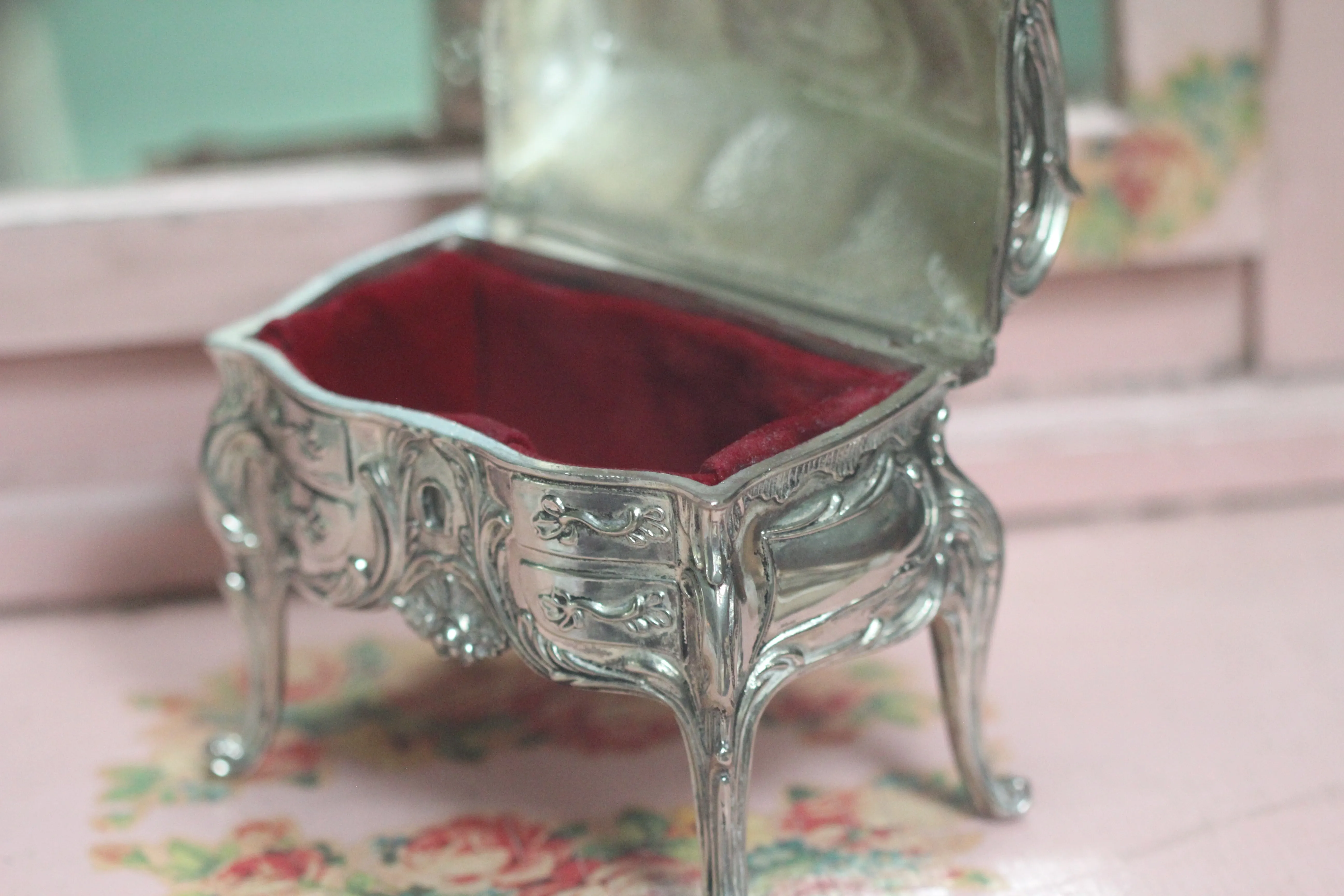 Silver Art Nouveau Jewelry Box