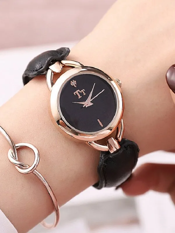 Simple Leather Bracelet Women's Watch