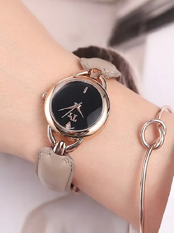 Simple Leather Bracelet Women's Watch