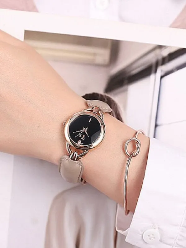 Simple Leather Bracelet Women's Watch