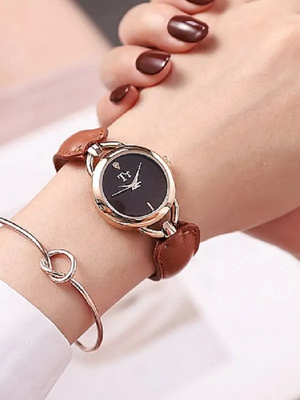 Simple Leather Bracelet Women's Watch