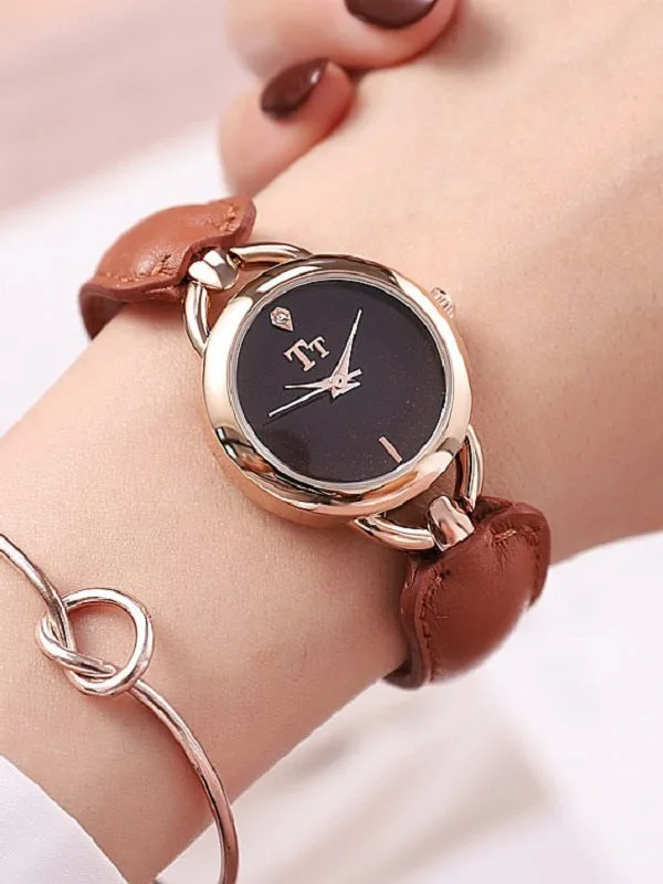 Simple Leather Bracelet Women's Watch