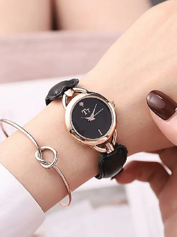 Simple Leather Bracelet Women's Watch