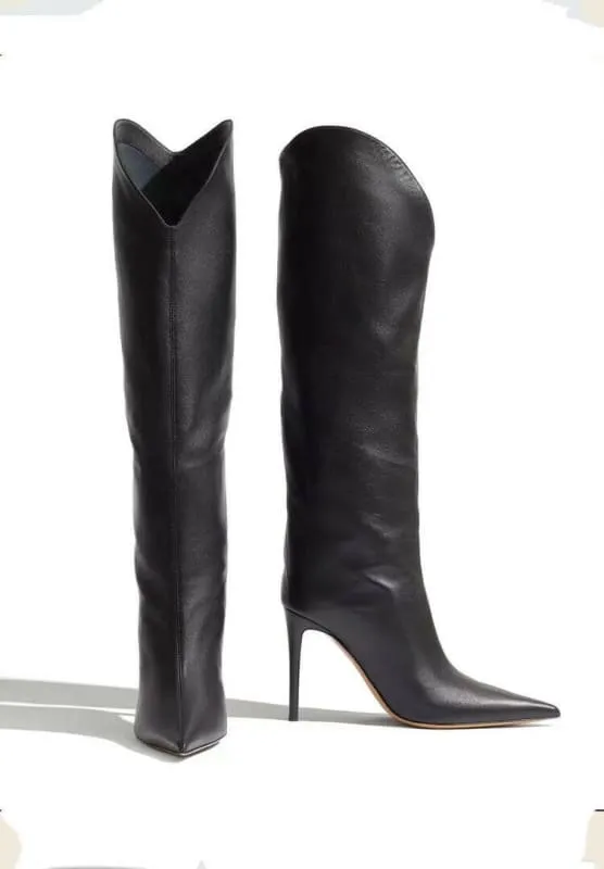 Sleek High Heel Luxury Pointed Toe Satin Over-the-knee Boots