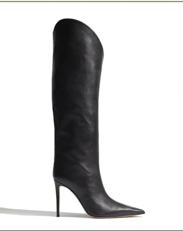 Sleek High Heel Luxury Pointed Toe Satin Over-the-knee Boots