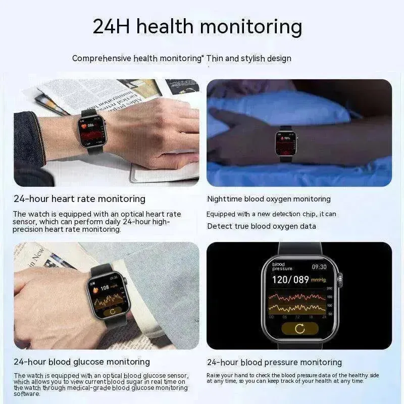 Smart Bluetooth Calling Heart Rate Body Temperature Voice Assistant Smart Bracelet Sports Watch