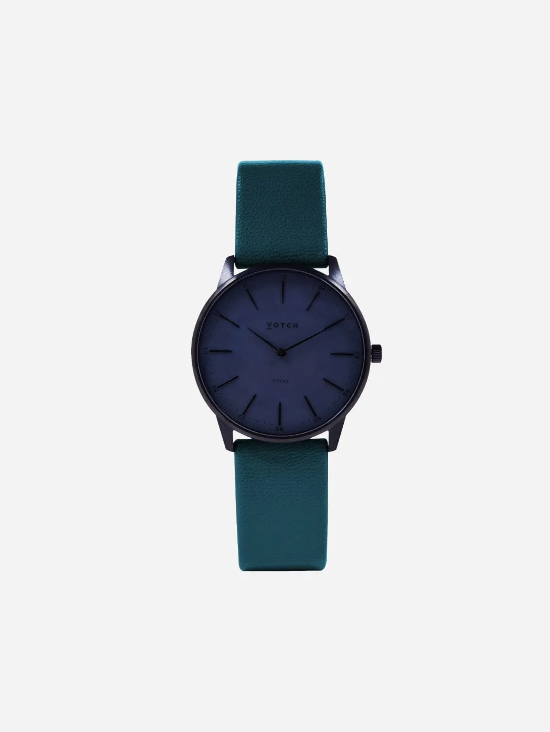 Solar Classic Appleskin Vegan Leather Watch | Black & Gun Metal with Forest Green