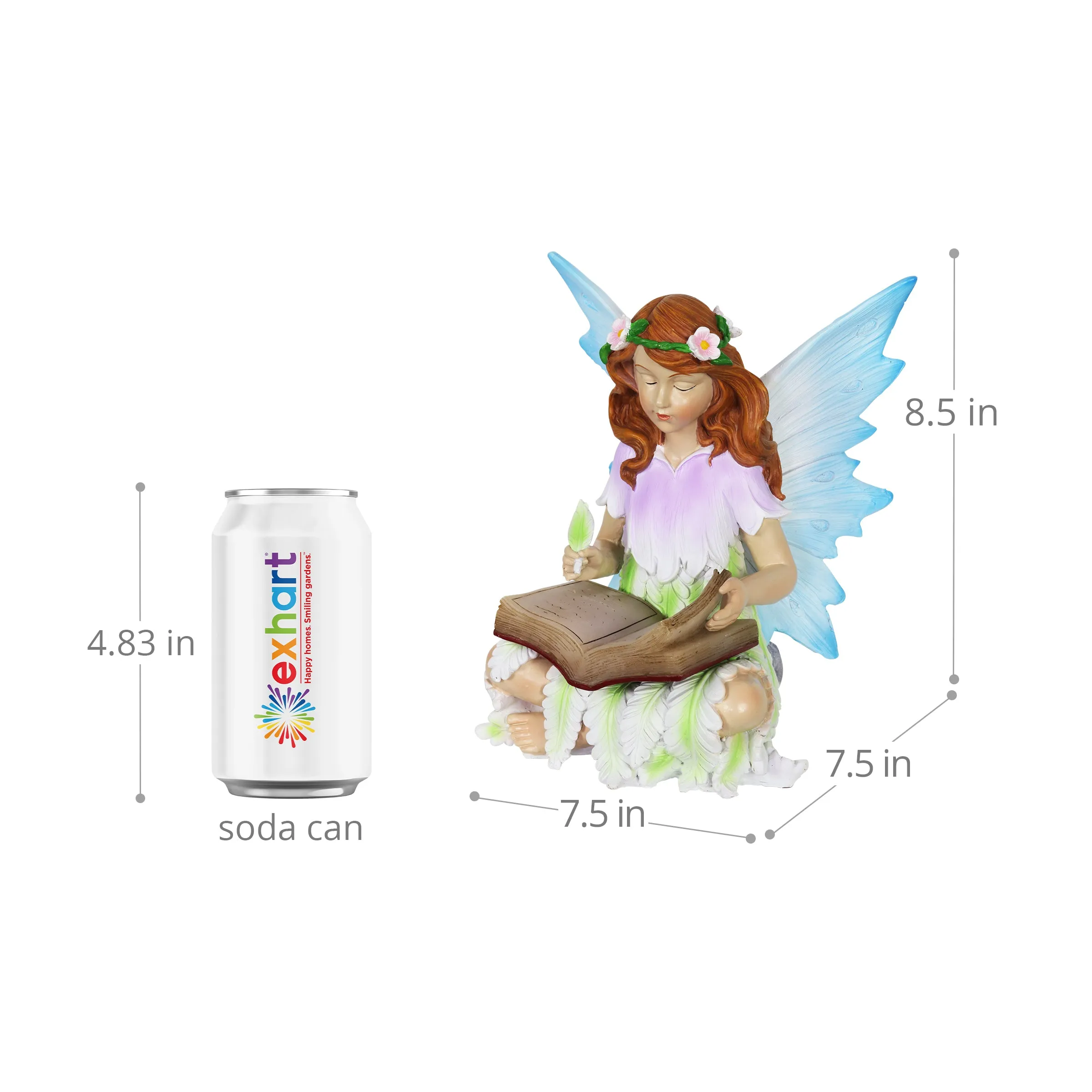 Solar Reading Fairy Statue, 8 Inch