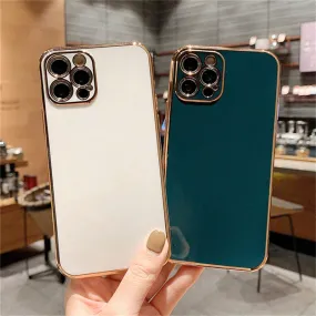 Solid Plating Lens Protection Phone Case For iPhone