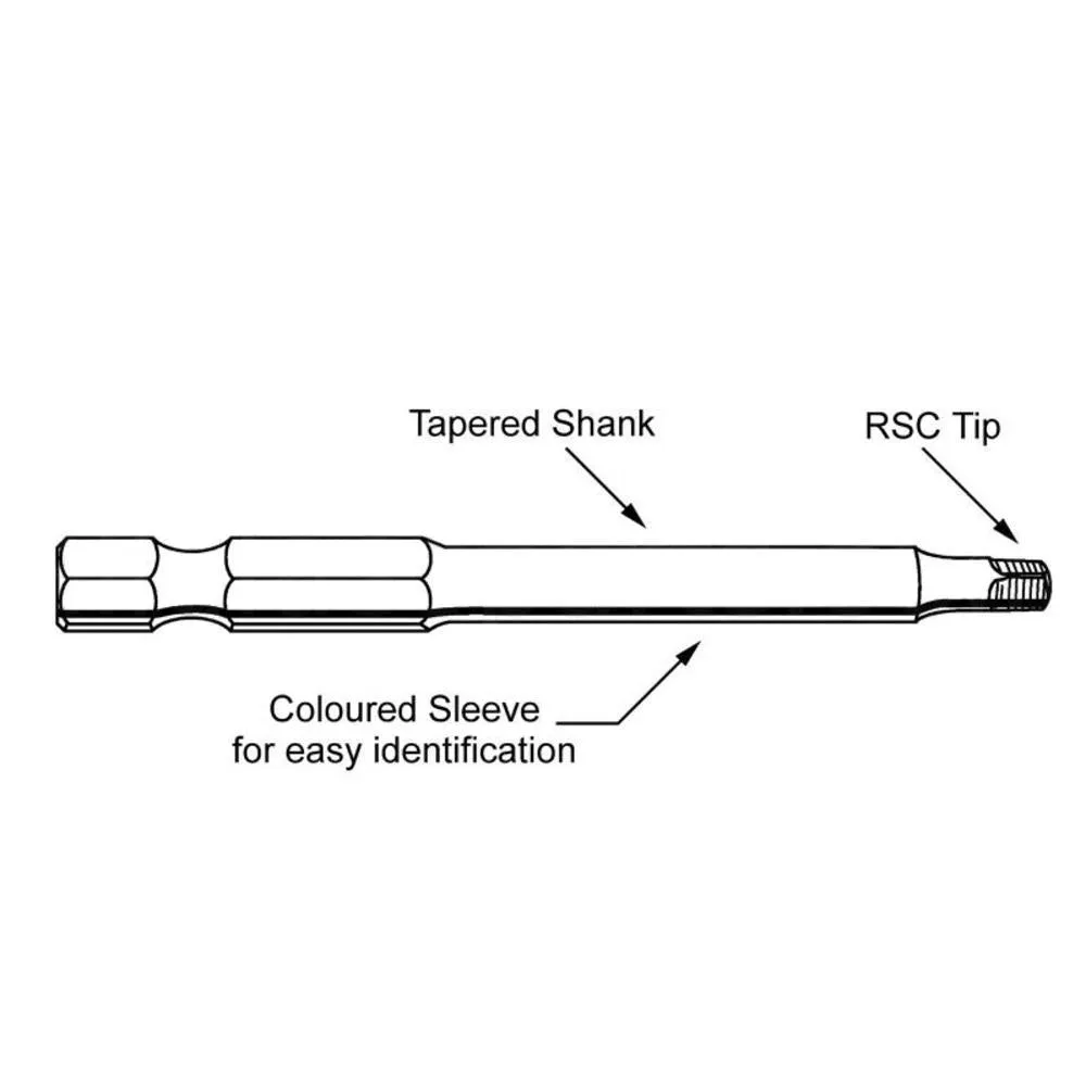 Square Driver Bits - No. 2, 1/4'' Shank, 6''Long