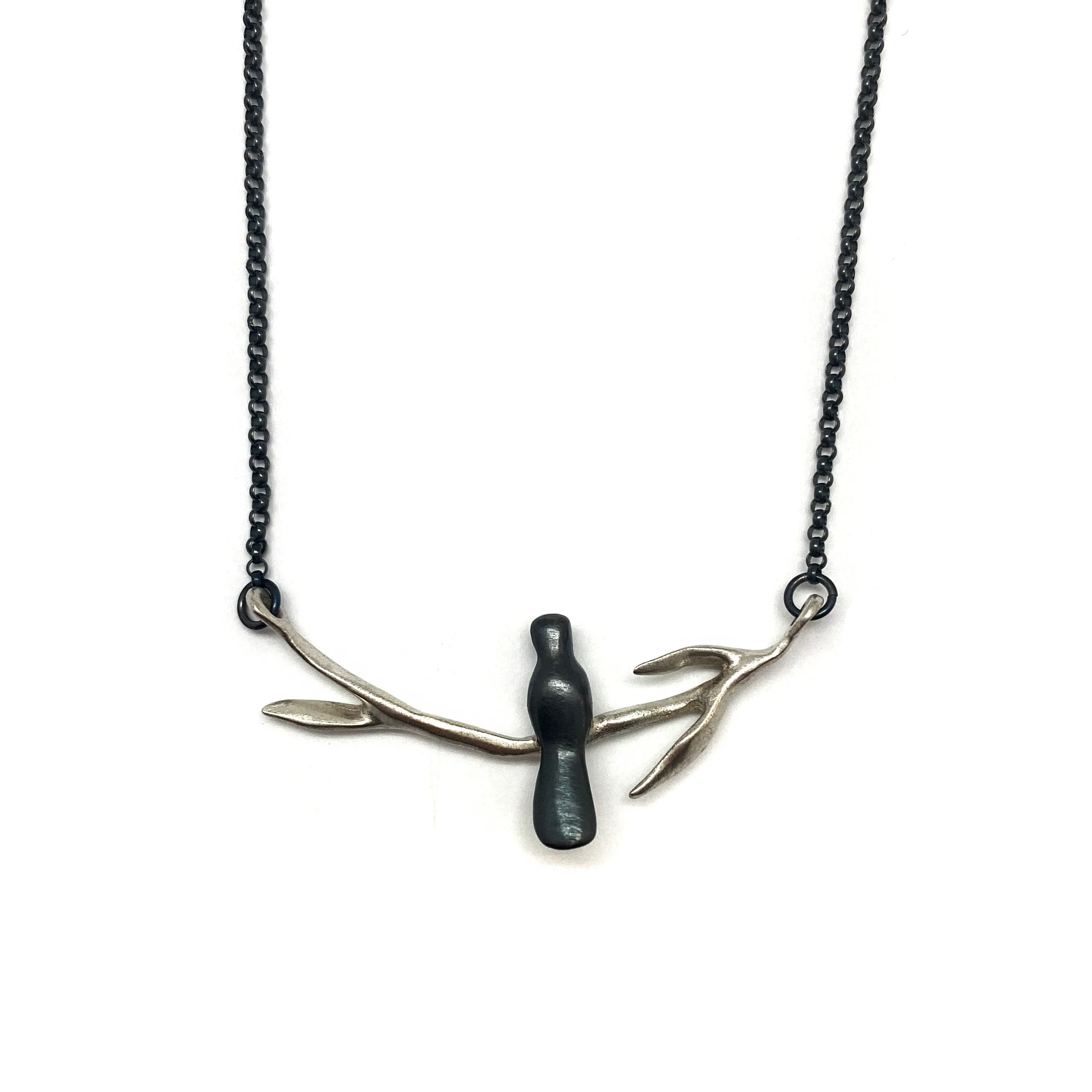 Sterling Silver Perched Bird Necklace