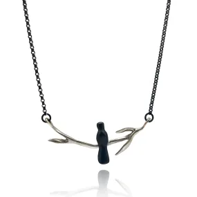 Sterling Silver Perched Bird Necklace